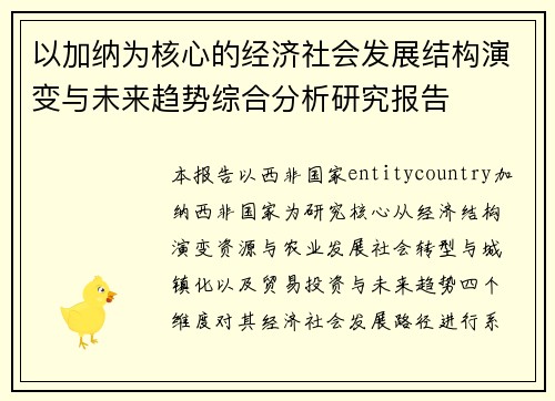 以加纳为核心的经济社会发展结构演变与未来趋势综合分析研究报告